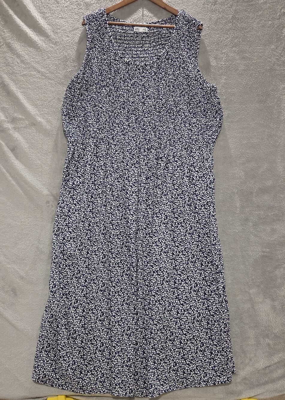 Croft & Barrow Womens Black White Floral Smocked Sleeveless Maxi Dress Size 1X